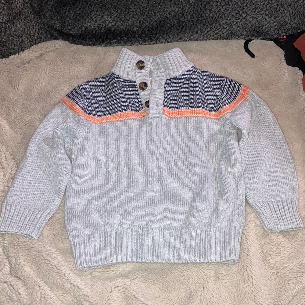 🎉4 for $20 Gymboree Boys Happy Harvest Gray Striped Sweater, XS (4)
